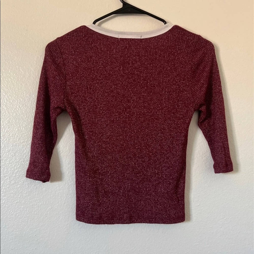 Burgundy Ribbed Crop Top - Picture 4 of 5